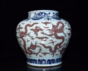 Chinese blue and red porcelain jar