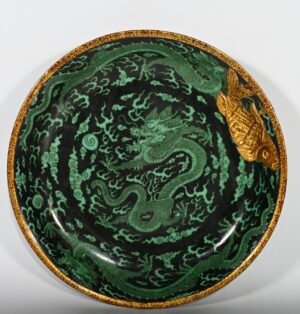 Chinese black and green porcelain plate