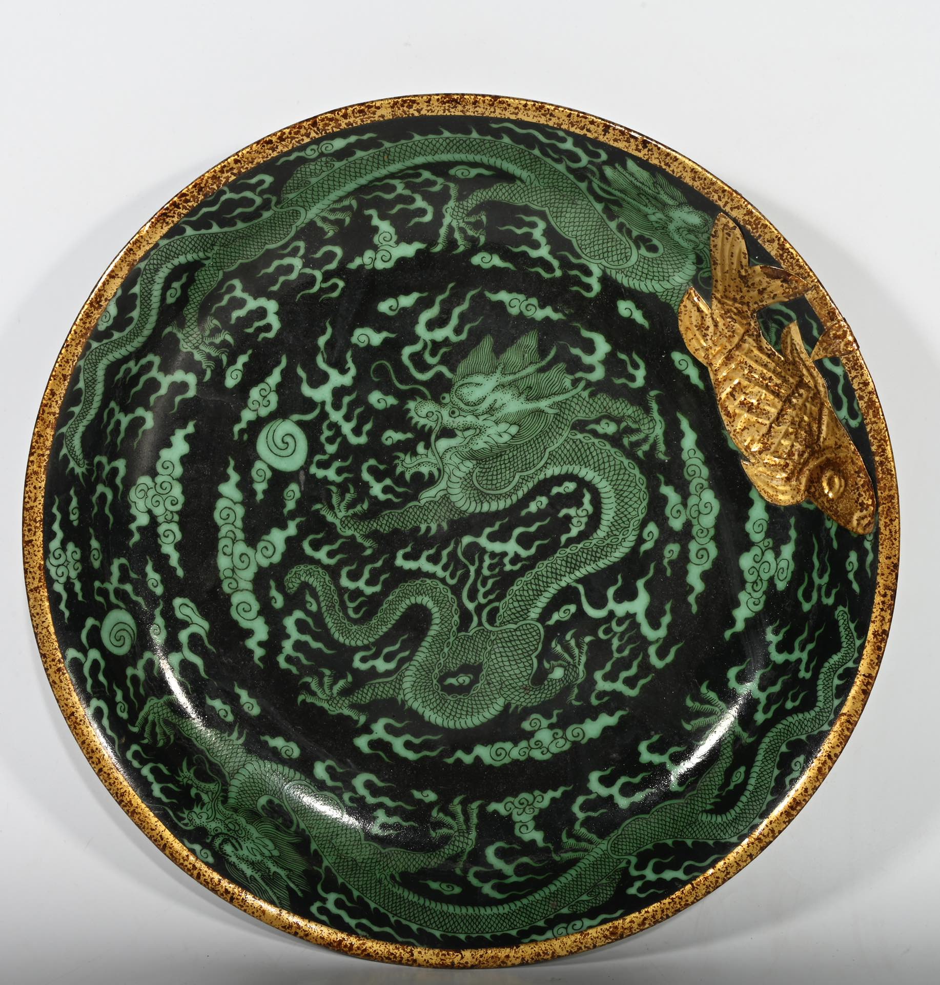Chinese black and green porcelain plate