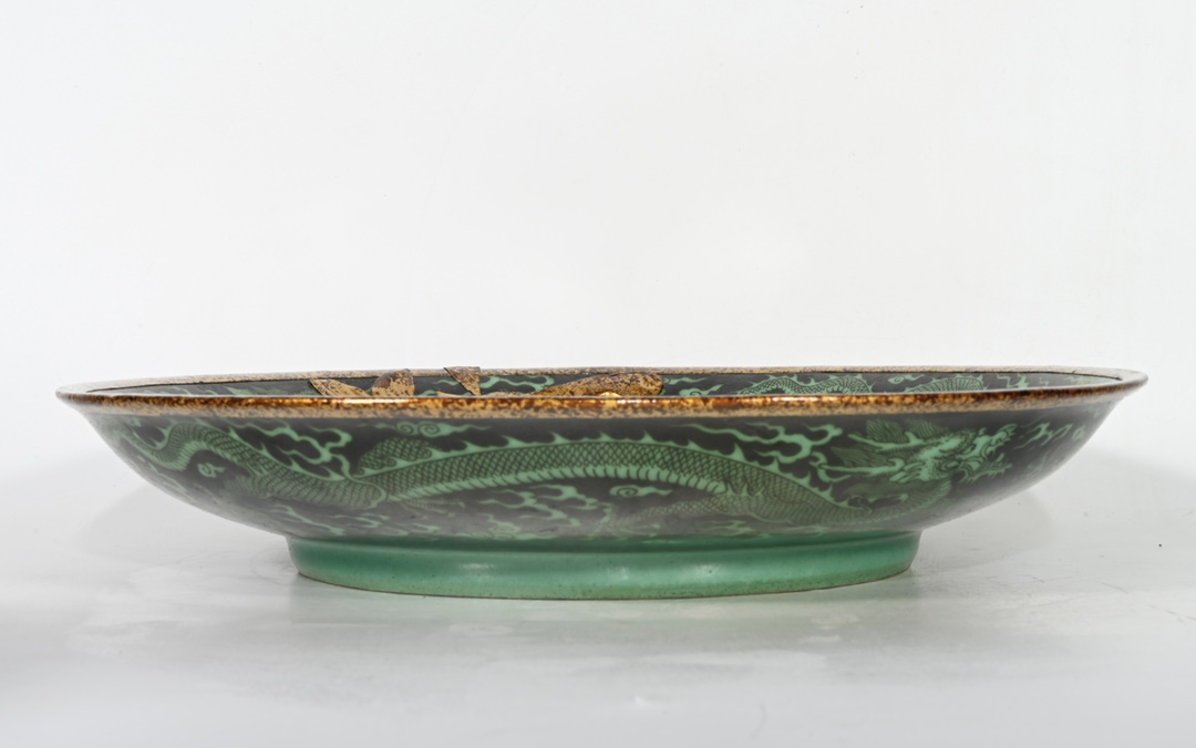 Chinese black and green porcelain plate