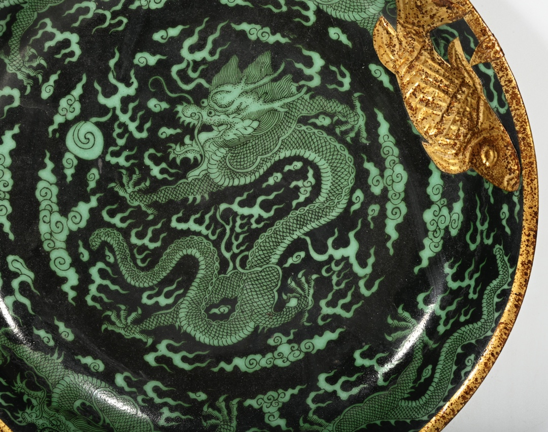 Chinese black and green porcelain plate