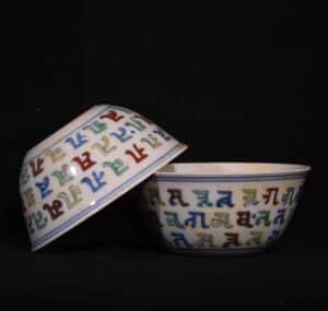Chinese doucai porcelain bowl pair