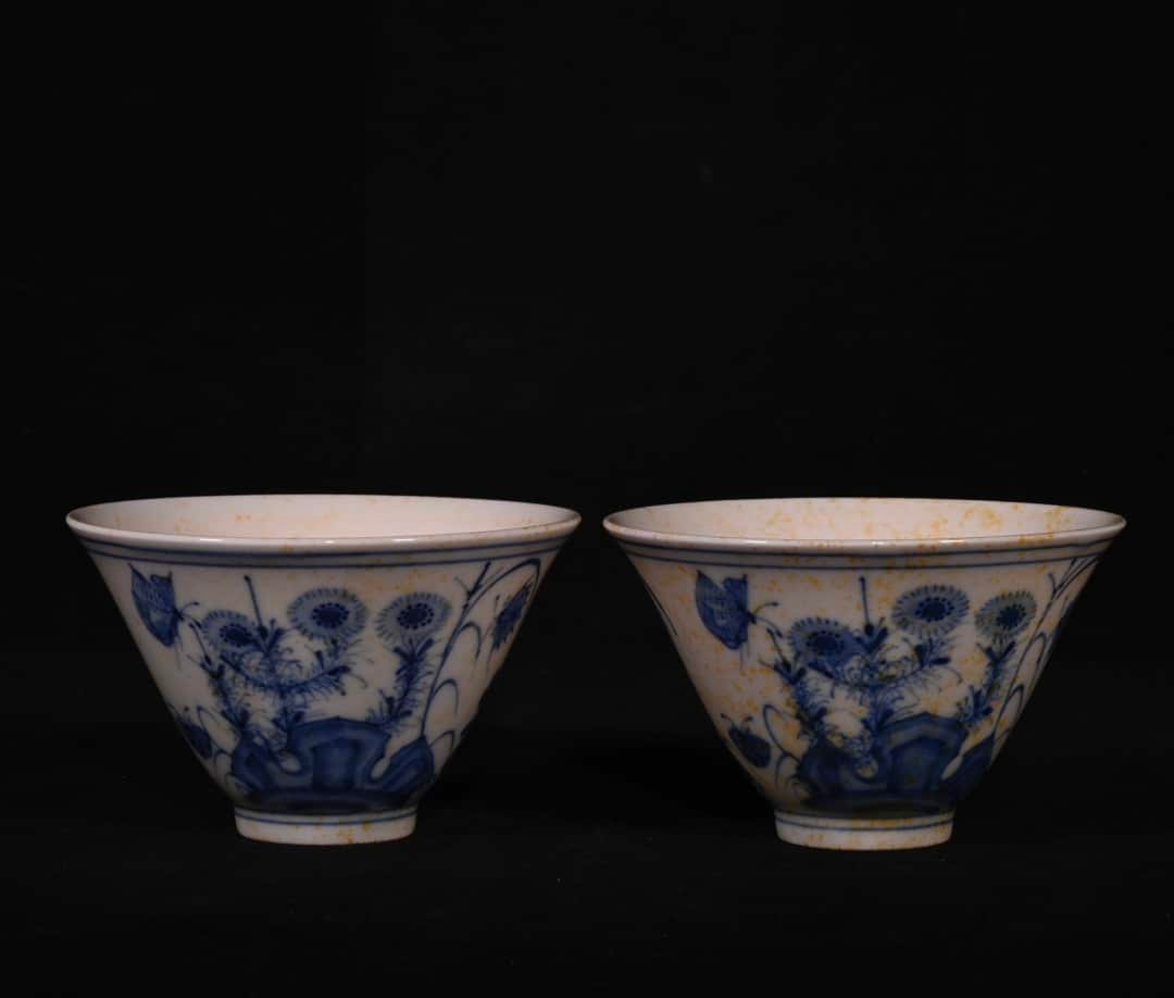 Chinese blue and white porcelain bowl pair