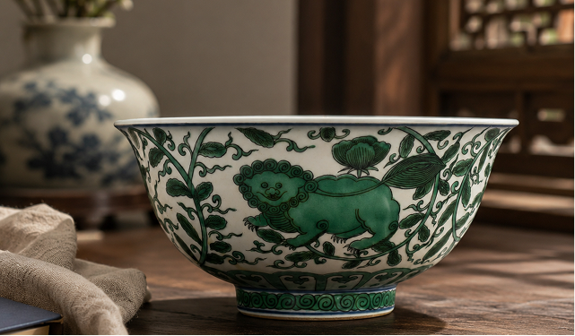 Chinese Guardian Porcelain Bowl