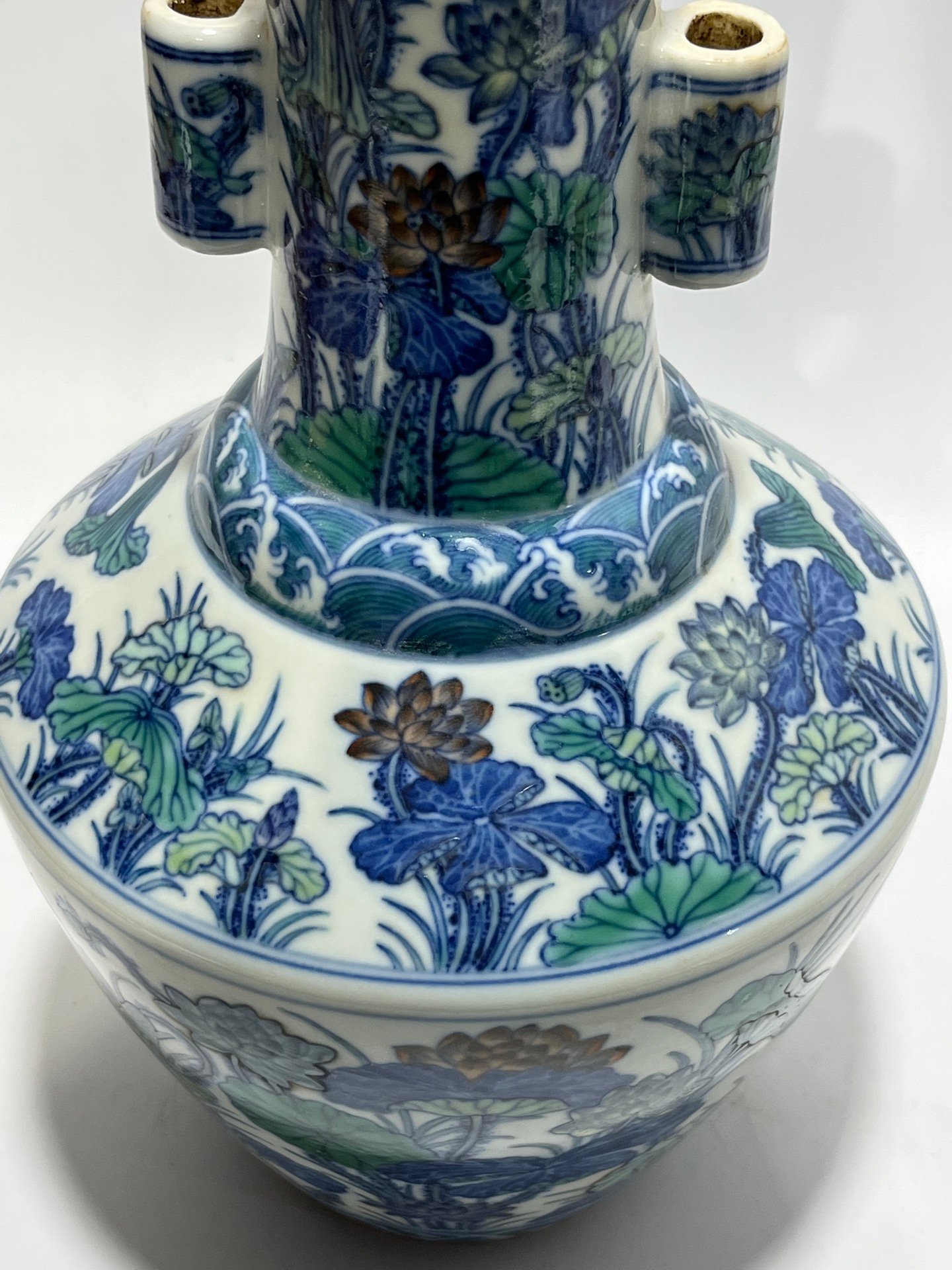 Qing Dynasty Qianlong Doucai Lotus Amphora
