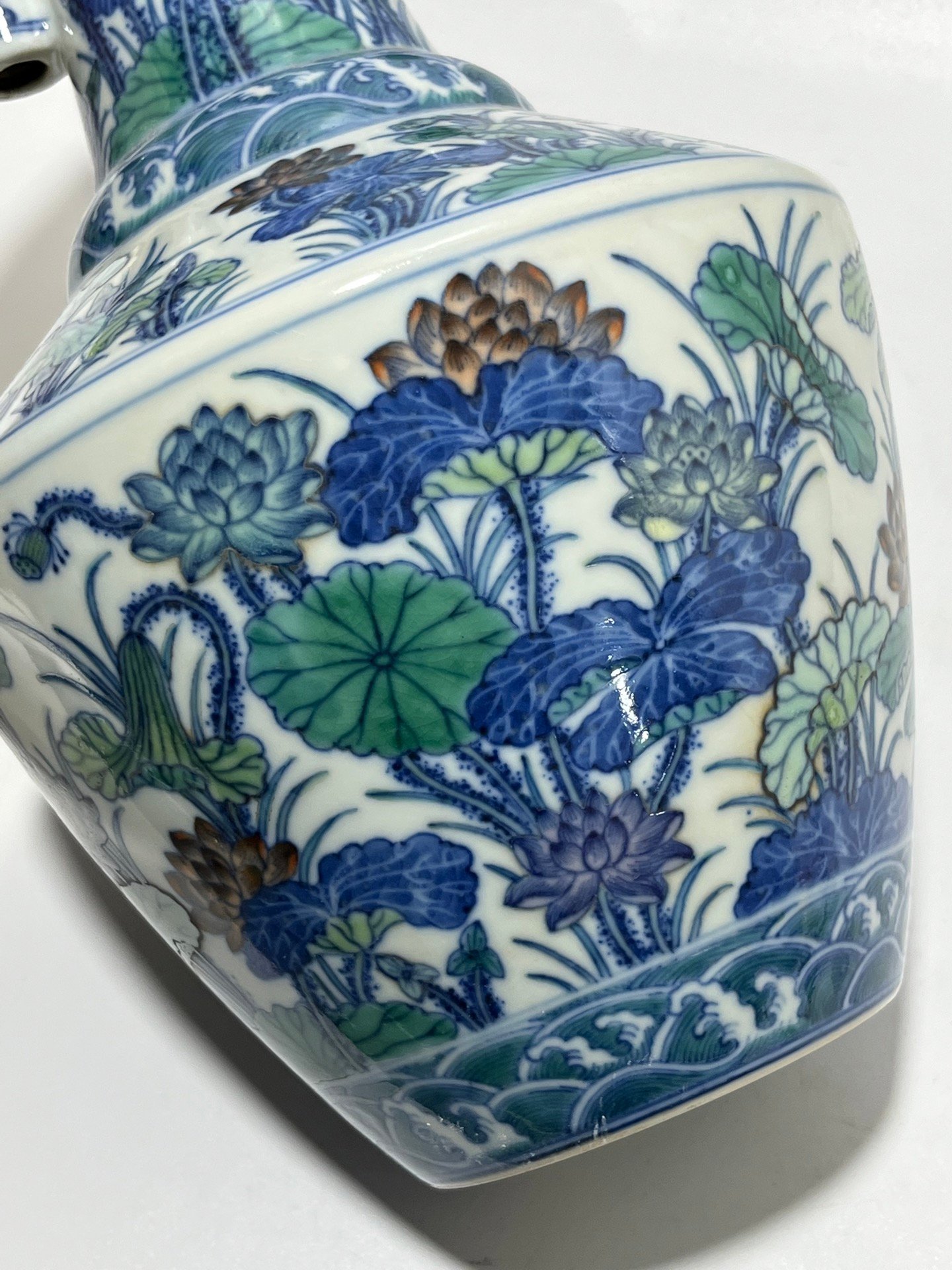 Qing Dynasty Qianlong Doucai Lotus Amphora