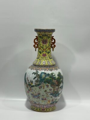Qing Dynasty Qianlong pastel colored amphora