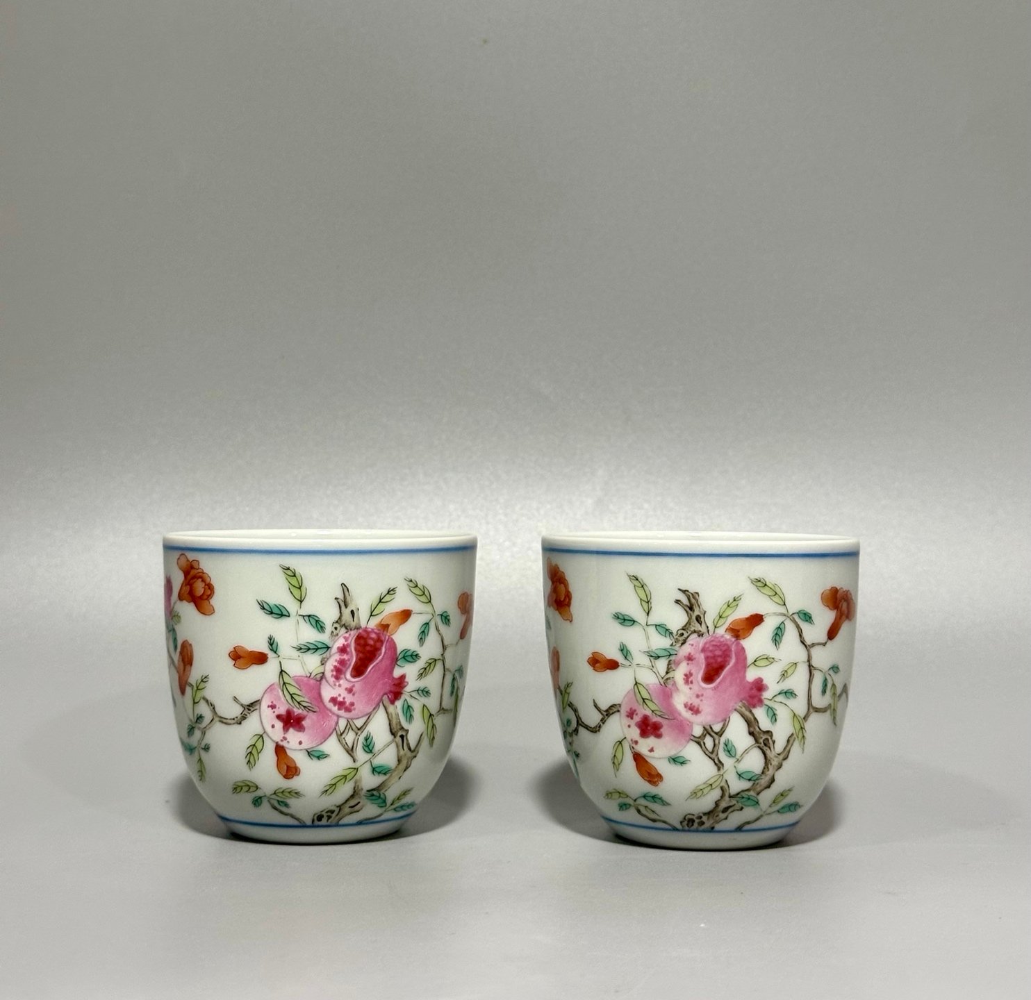 Qing Dynasty Qianlong pastel pomegranate cup