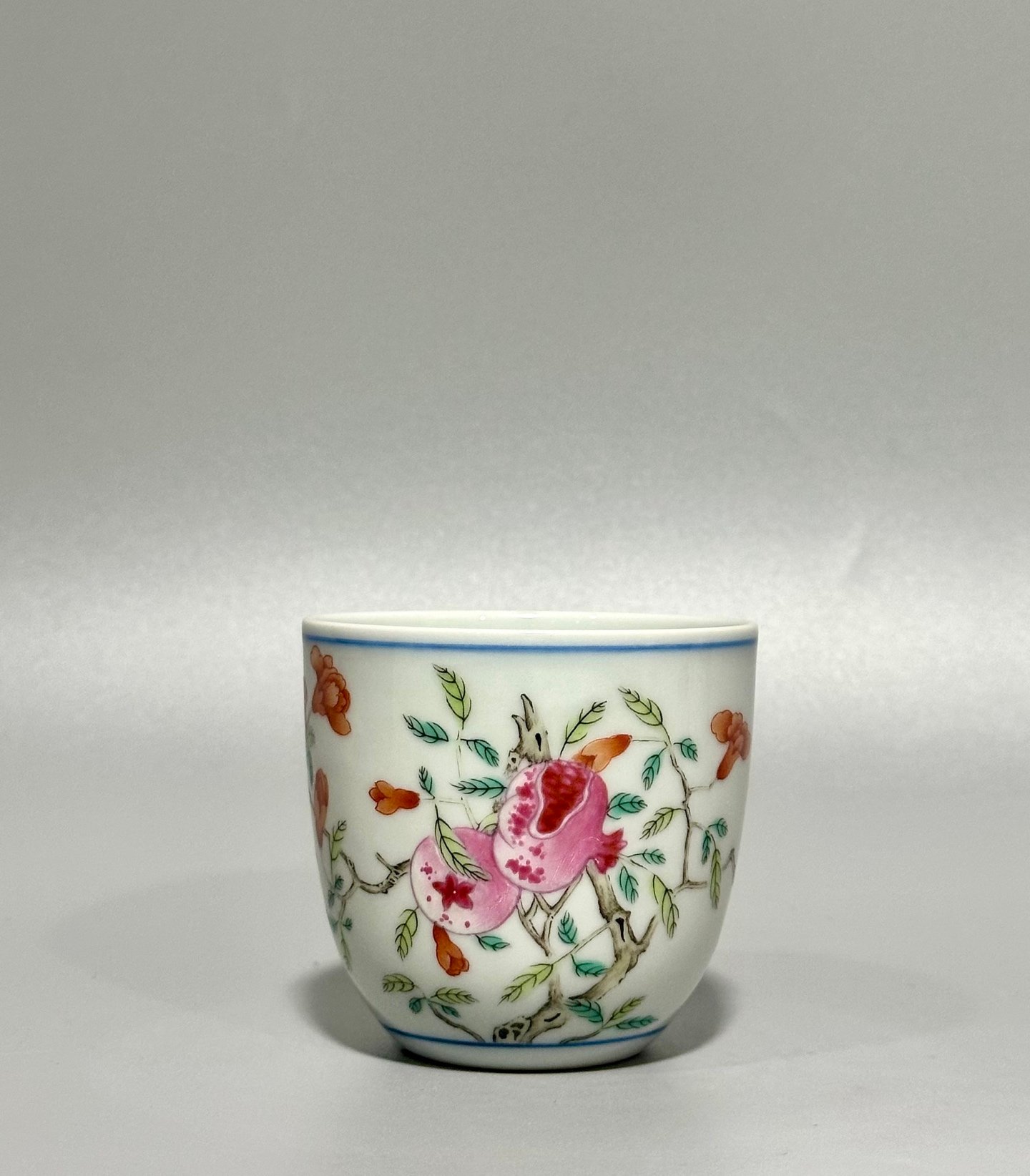 Qing Dynasty Qianlong pastel pomegranate cup