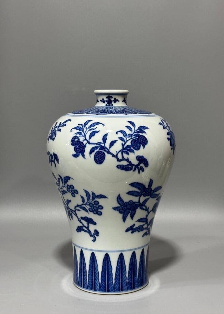 Qing Dynasty Qianlong blue and white plum vase