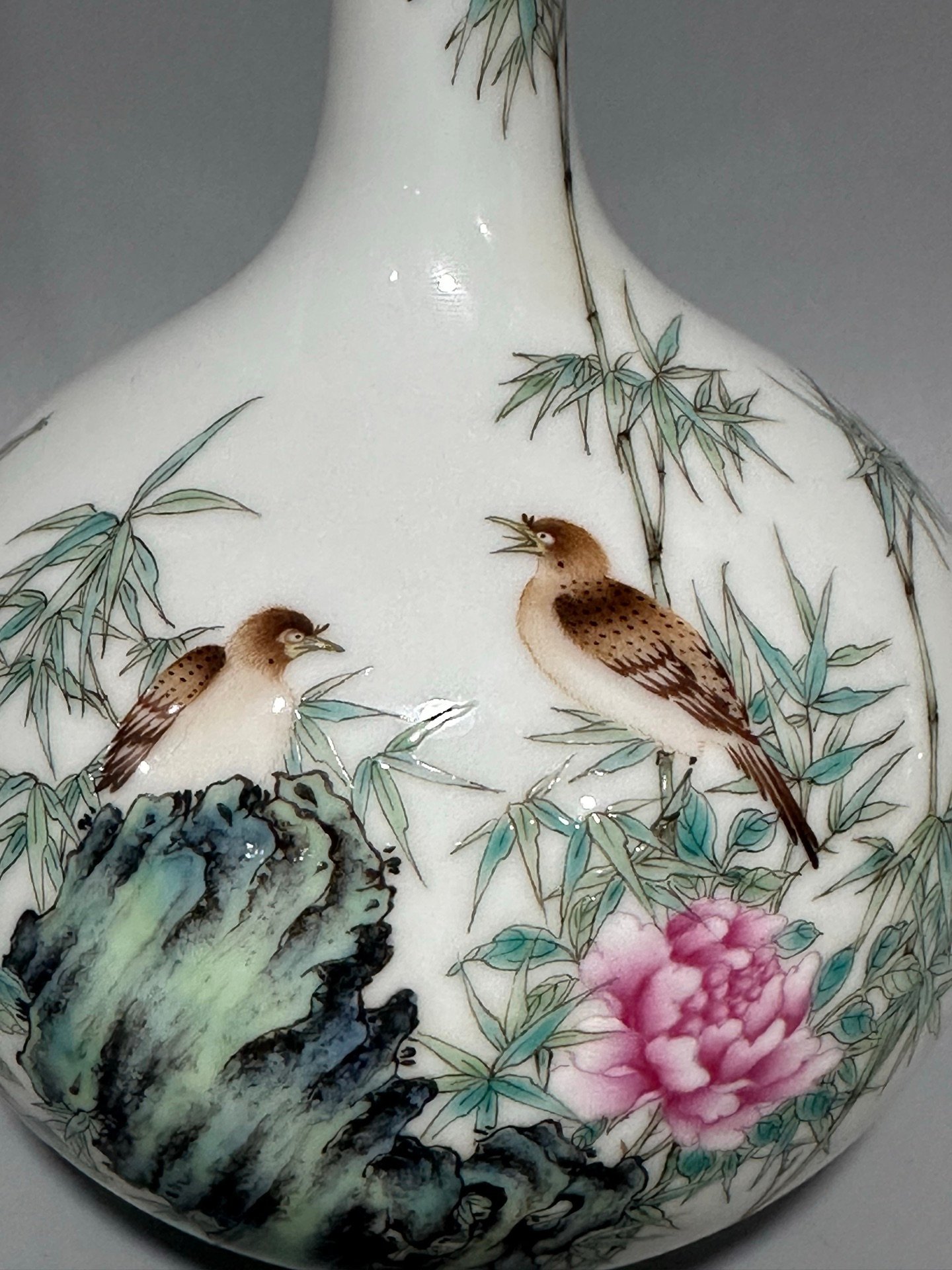 Qing Dynasty Yongzheng long enamel vase with flowers