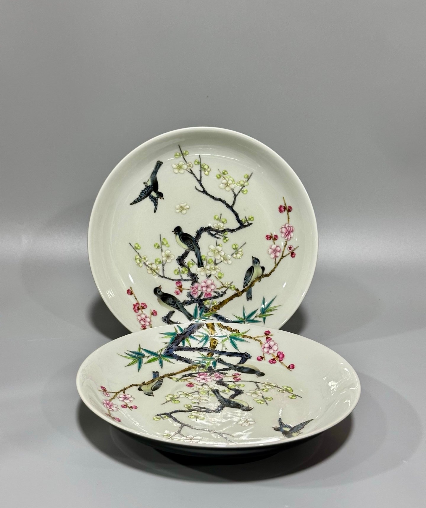 Qing Dynasty Yongzheng this pastel magpie plate