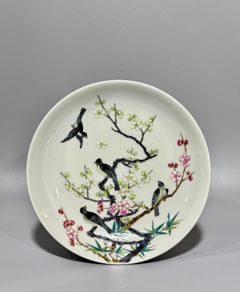 Qing Dynasty Yongzheng this pastel magpie plate