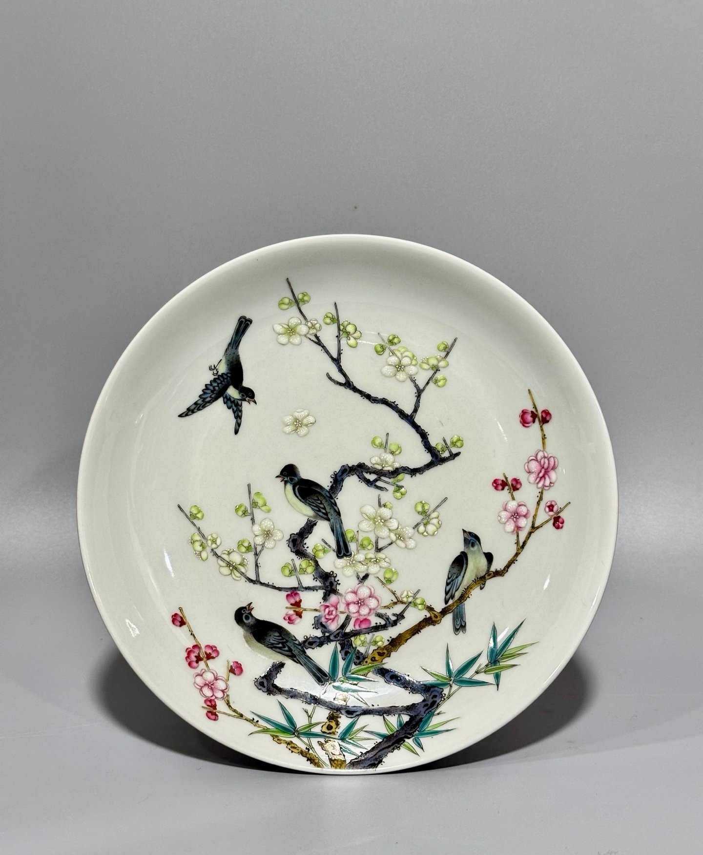 Qing Dynasty Yongzheng this pastel magpie plate