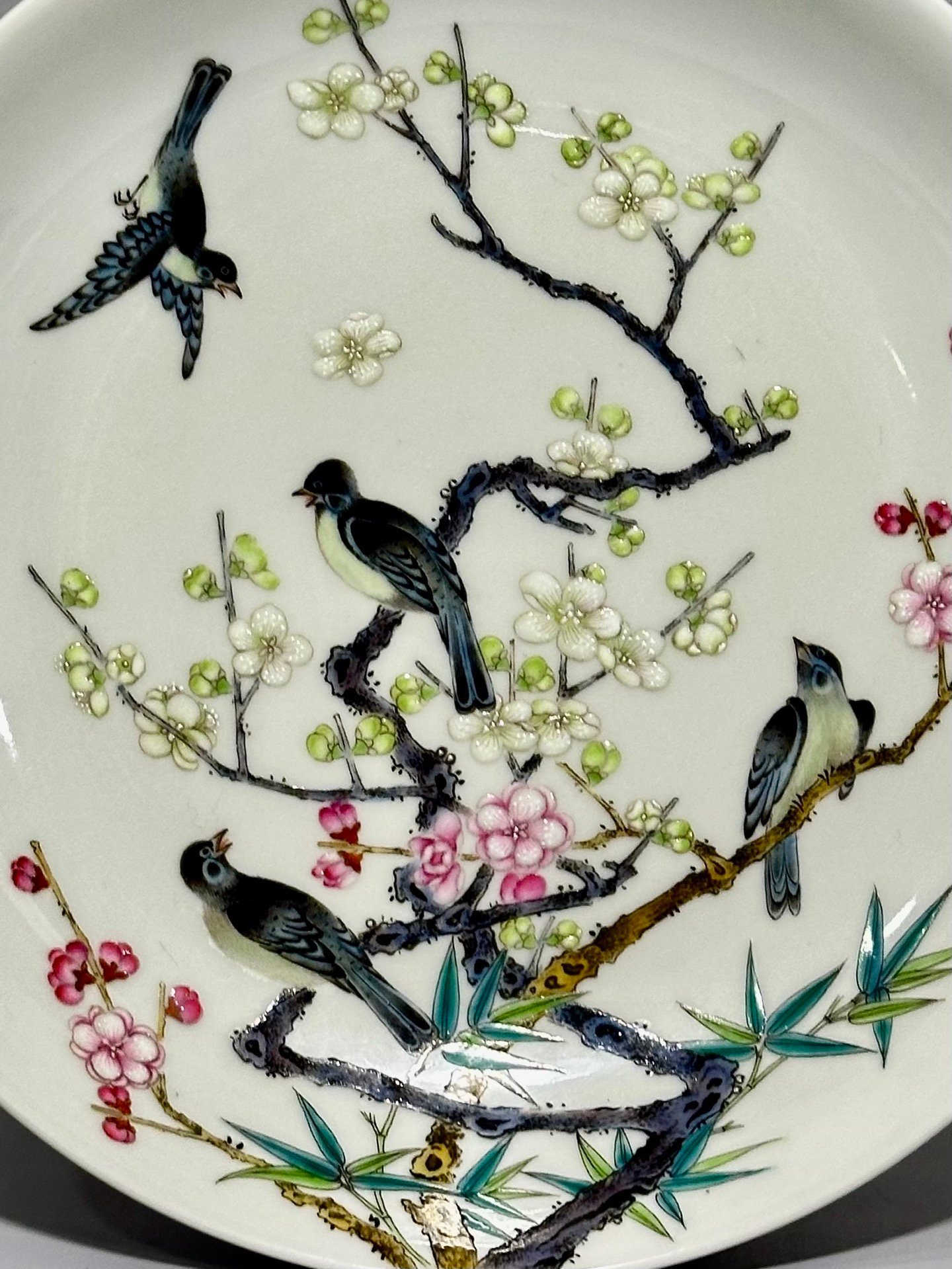 Qing Dynasty Yongzheng this pastel magpie plate