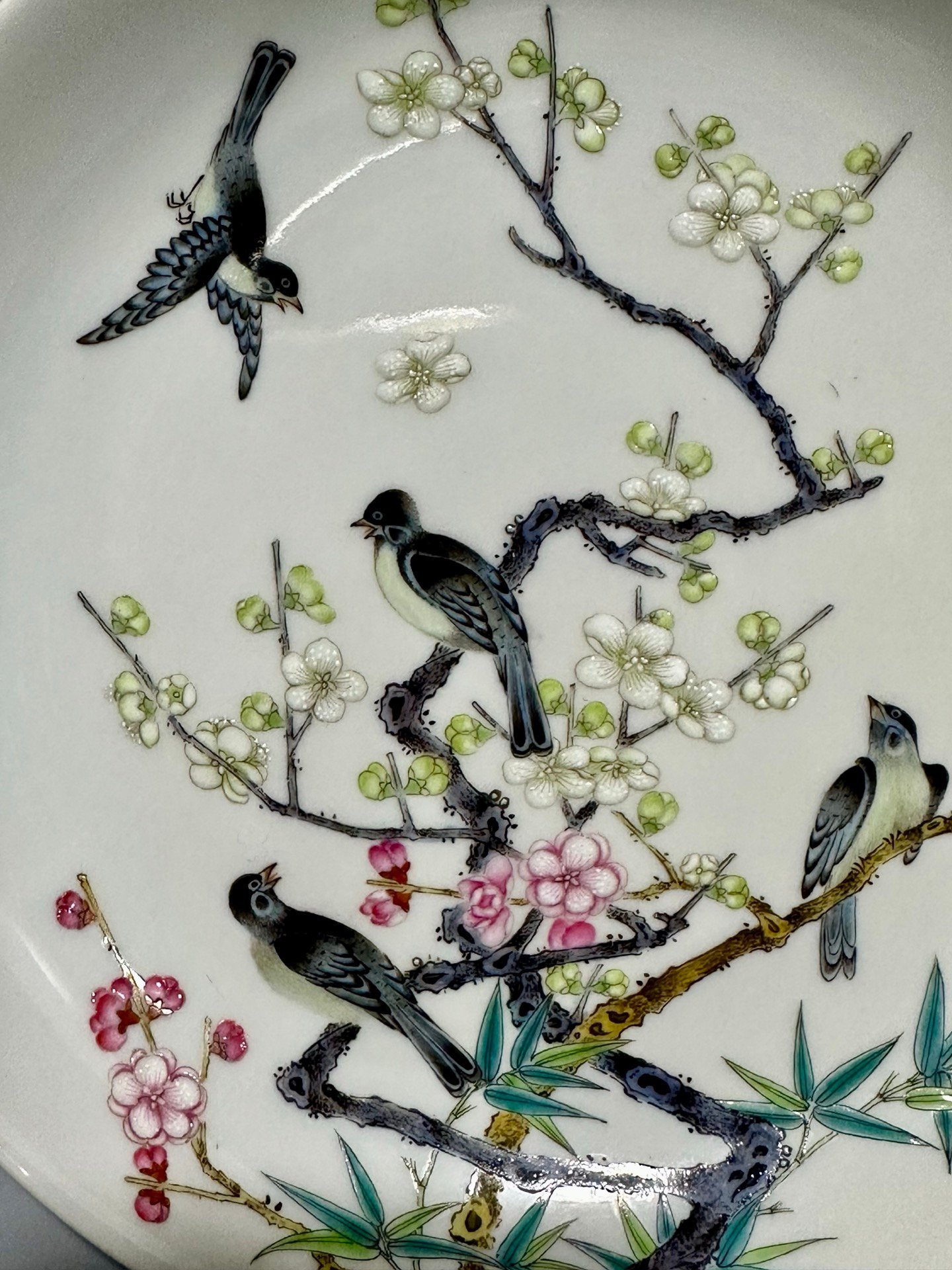 Qing Dynasty Yongzheng this pastel magpie plate