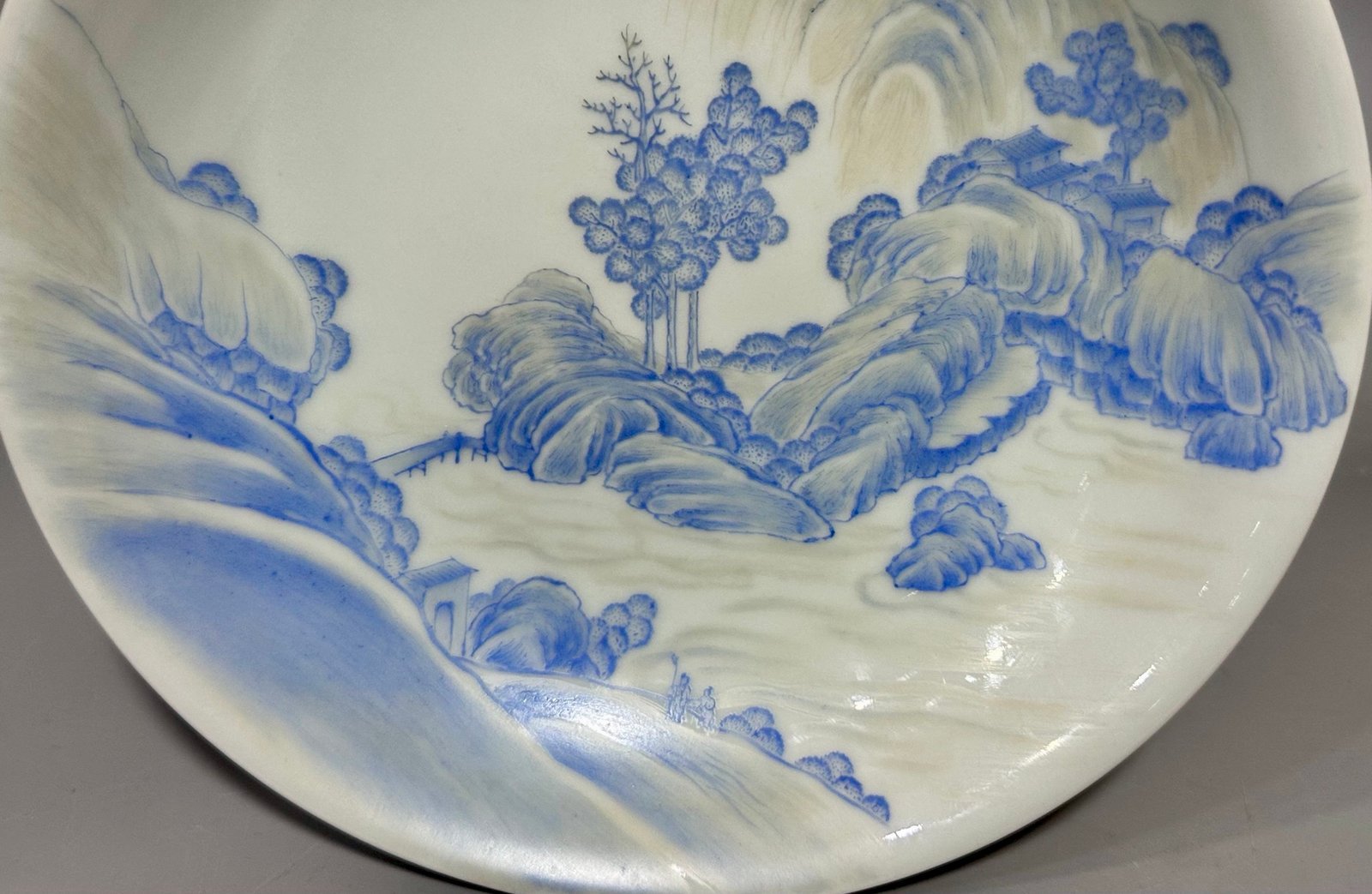 Qing Dynasty Yongzheng this is landscape dish Burner of green material plate