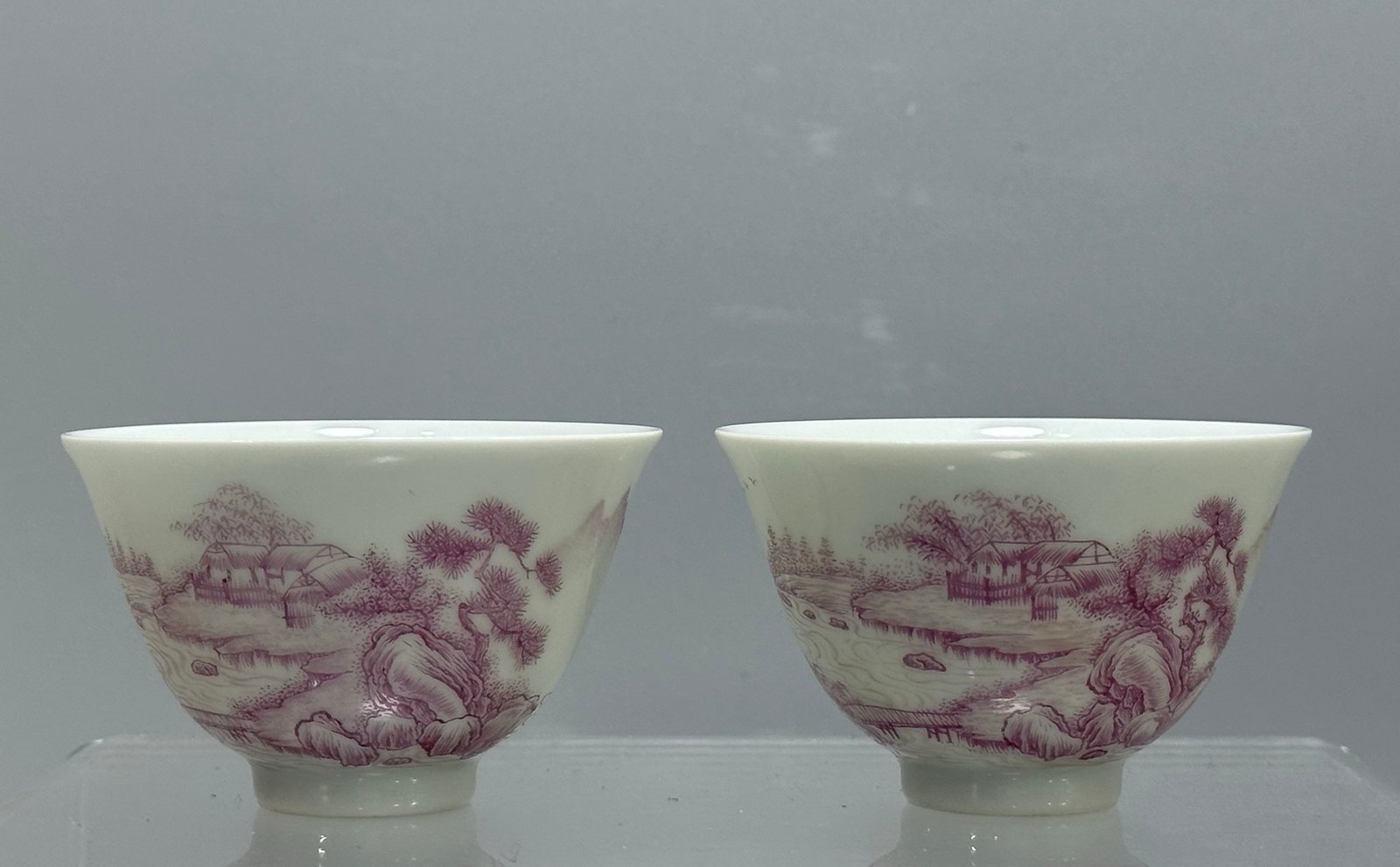 Qing Dynasty Yongzheng carmine red landscape cup