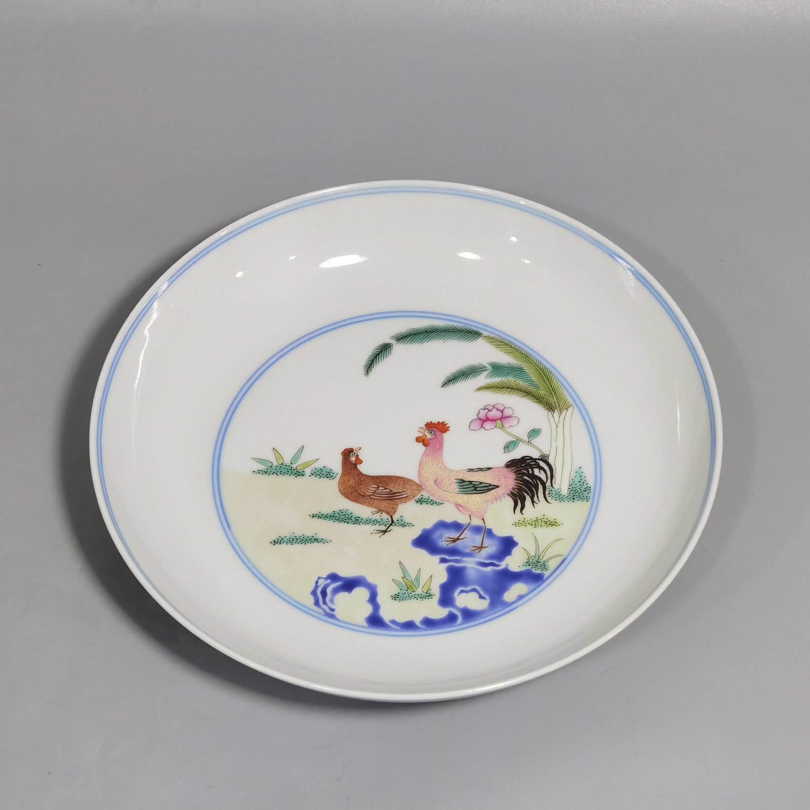 Song Dynasty Cai Xiang pair of pastel family portrait plates