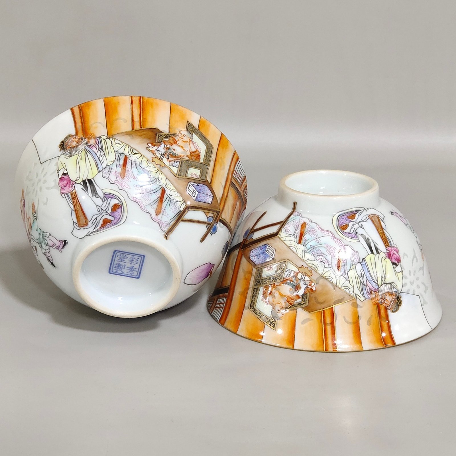 Song Dynasty Cai Xiang An exquisite cup with characters and stories and poems