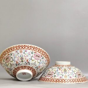Qing Dynasty Daoguang bamboo hat bowl with lotus leaves