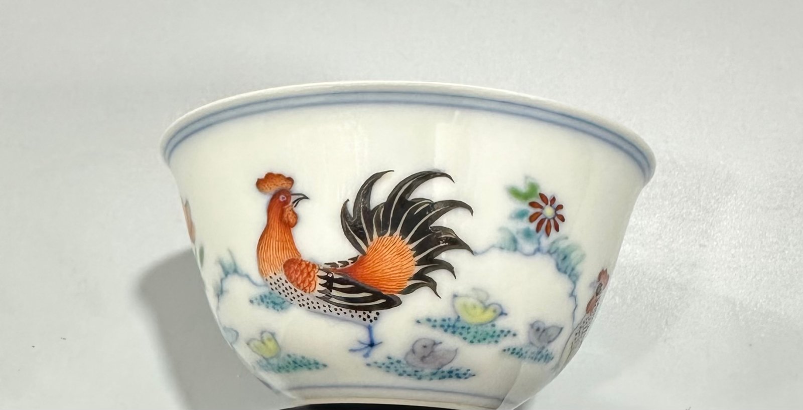 Qing Dynasty Daoguang pair of Yongzheng Doucai Chicken Cups