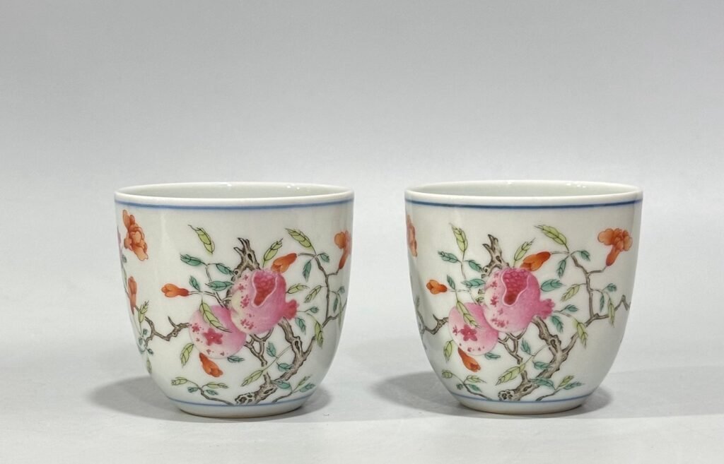 Qing Dynasty Qianlong pastel pomegranate cup