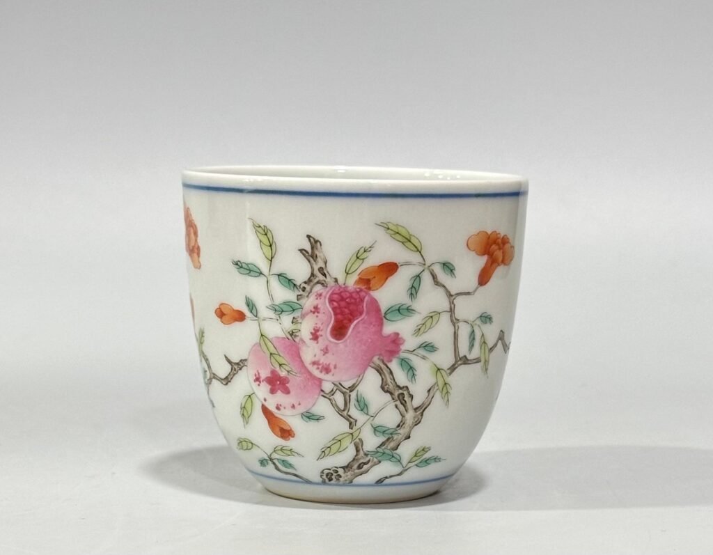 Qing Dynasty Qianlong pastel pomegranate cup