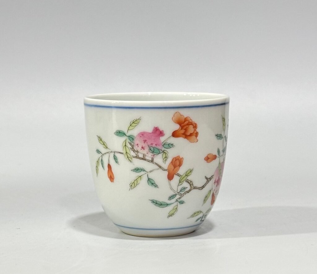 Qing Dynasty Qianlong pastel pomegranate cup