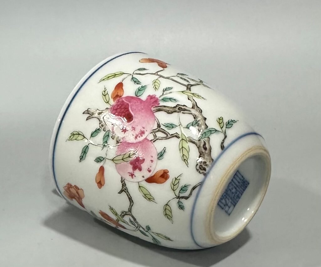 Qing Dynasty Qianlong pastel pomegranate cup