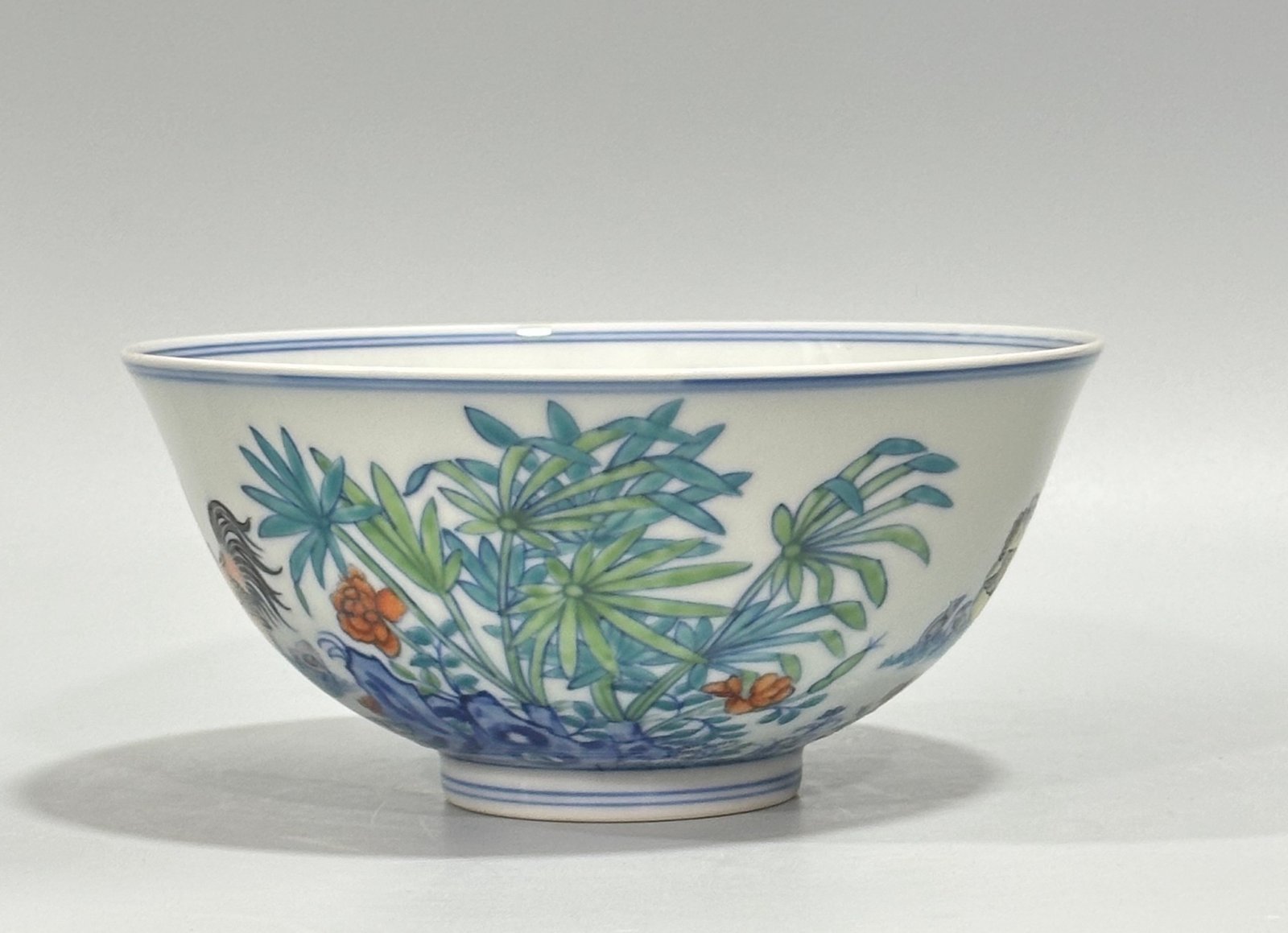 Qing Dynasty Yongzheng blue and white chicken bowl