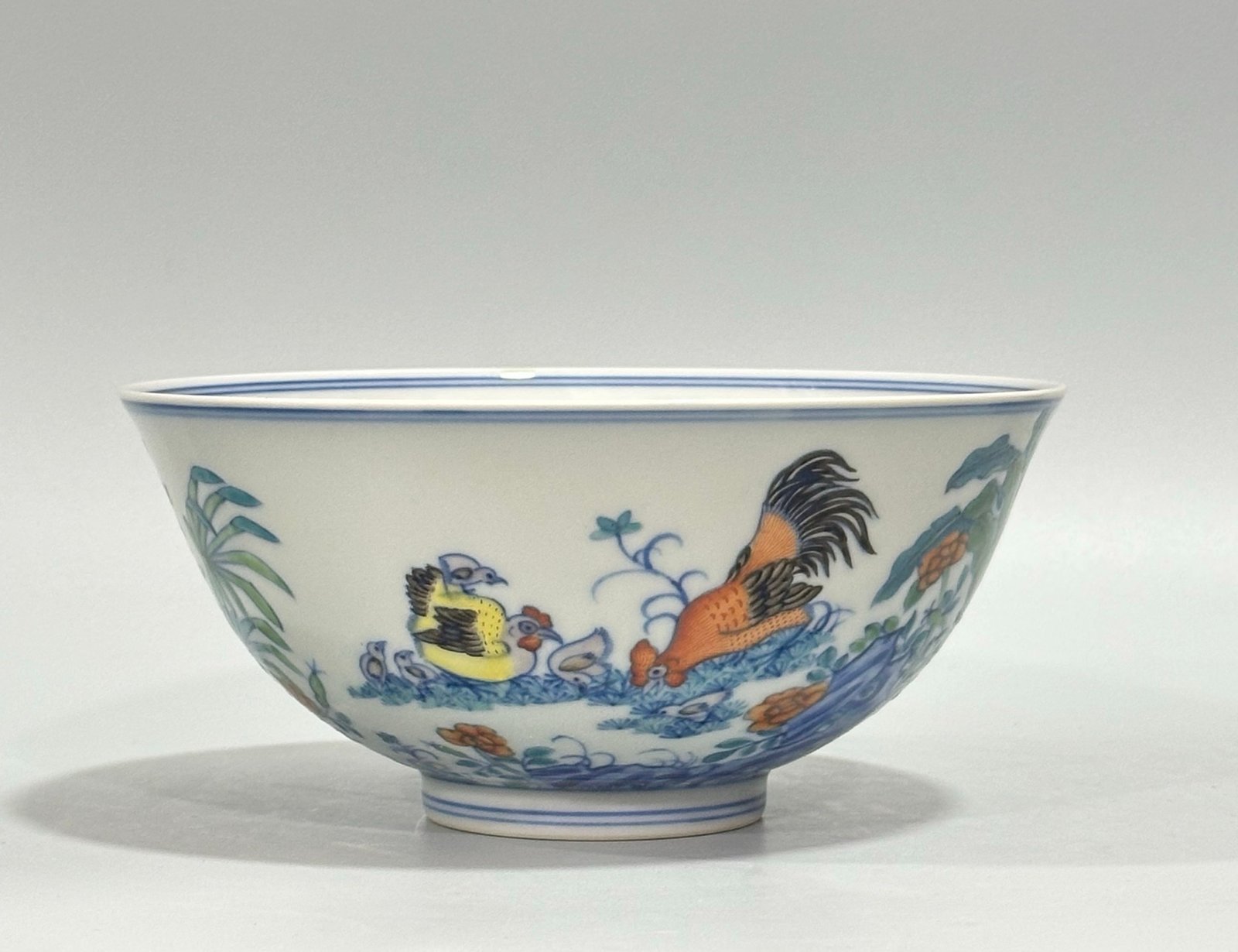 Qing Dynasty Yongzheng blue and white chicken bowl
