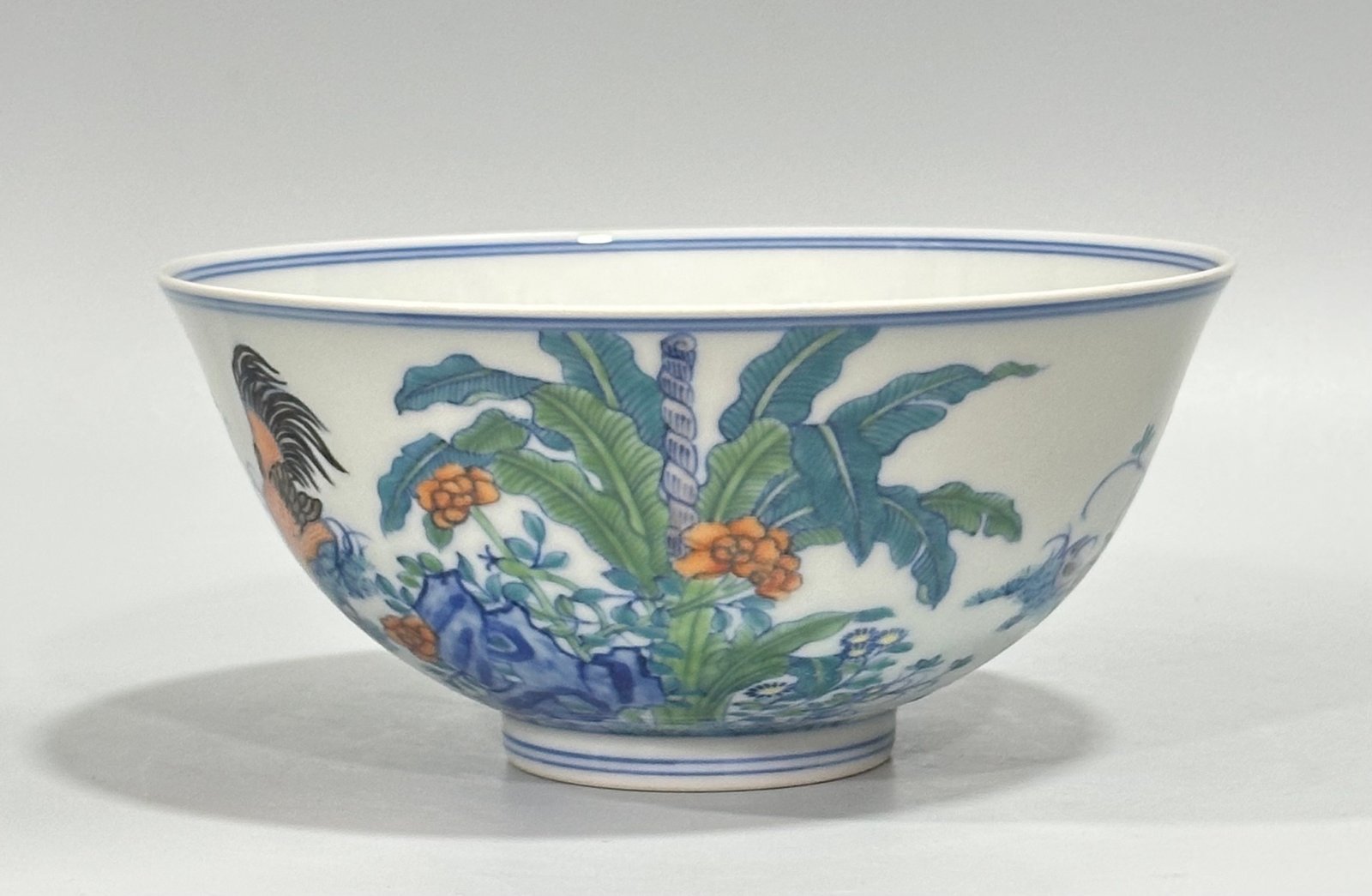 Qing Dynasty Yongzheng blue and white chicken bowl