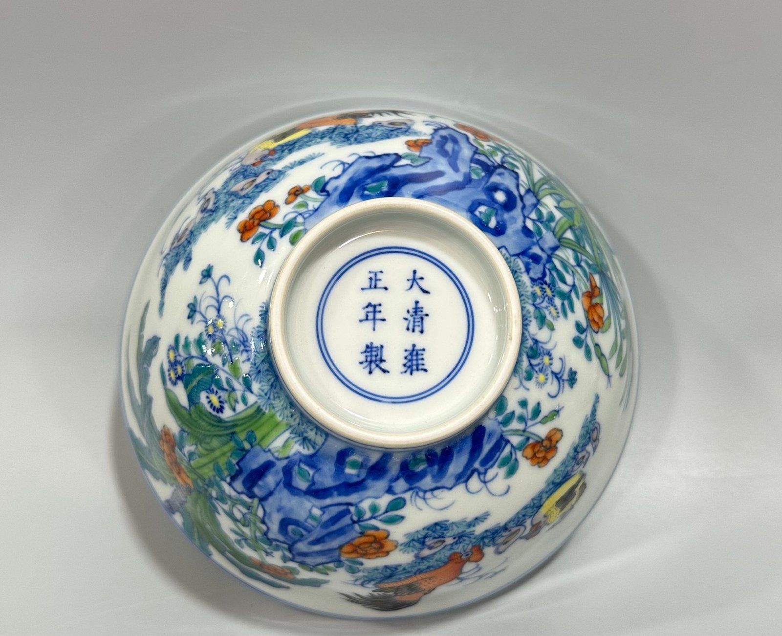 Qing Dynasty Yongzheng blue and white chicken bowl