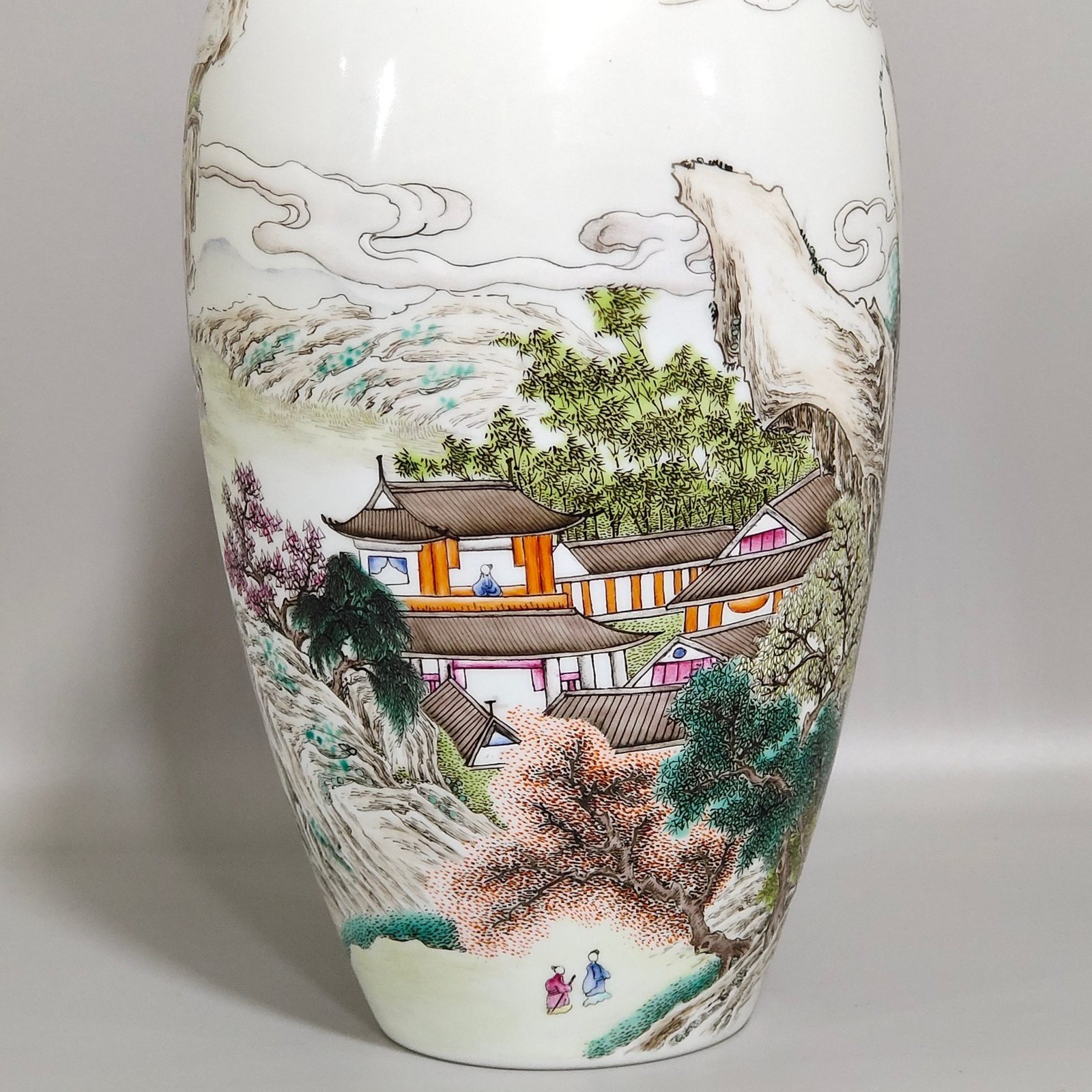 Qing Dynasty plum vase Burner in the Hongxian year with ink and color paintings