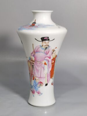 Qing Dynasty Hongxian year system Putai pastel Fu Lu Shou three stars with Kuixing vase