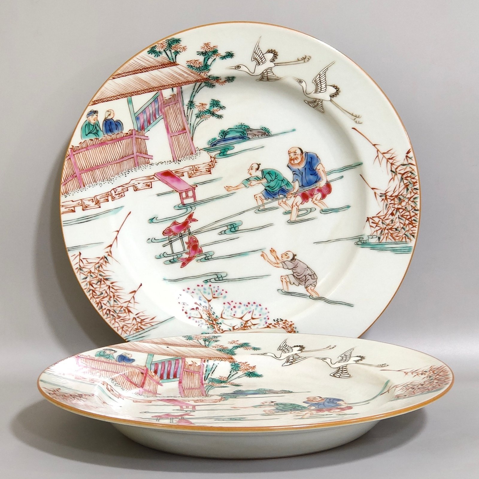 Qing Dynasty Overseas return and export character story plate
