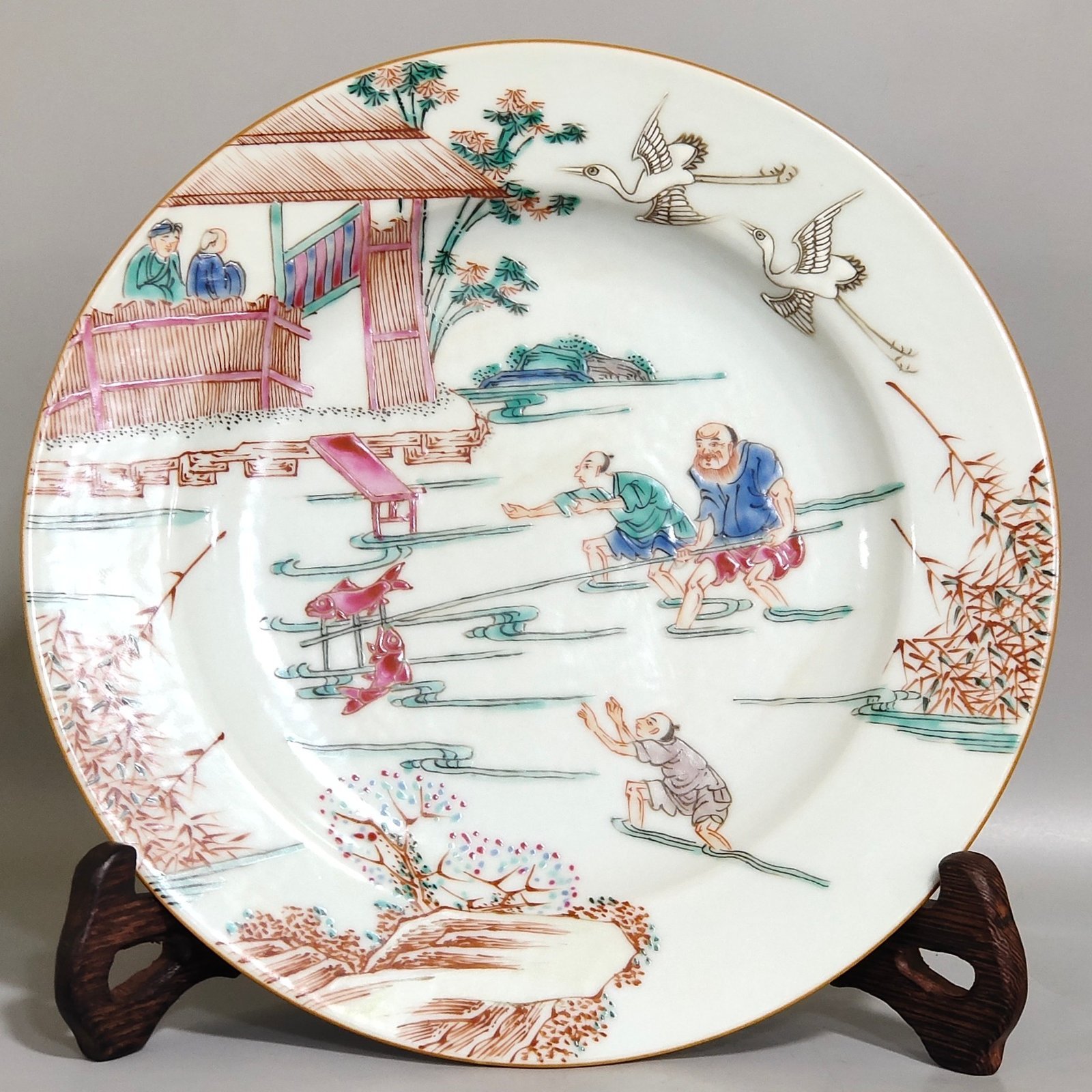 Qing Dynasty Overseas return and export character story plate