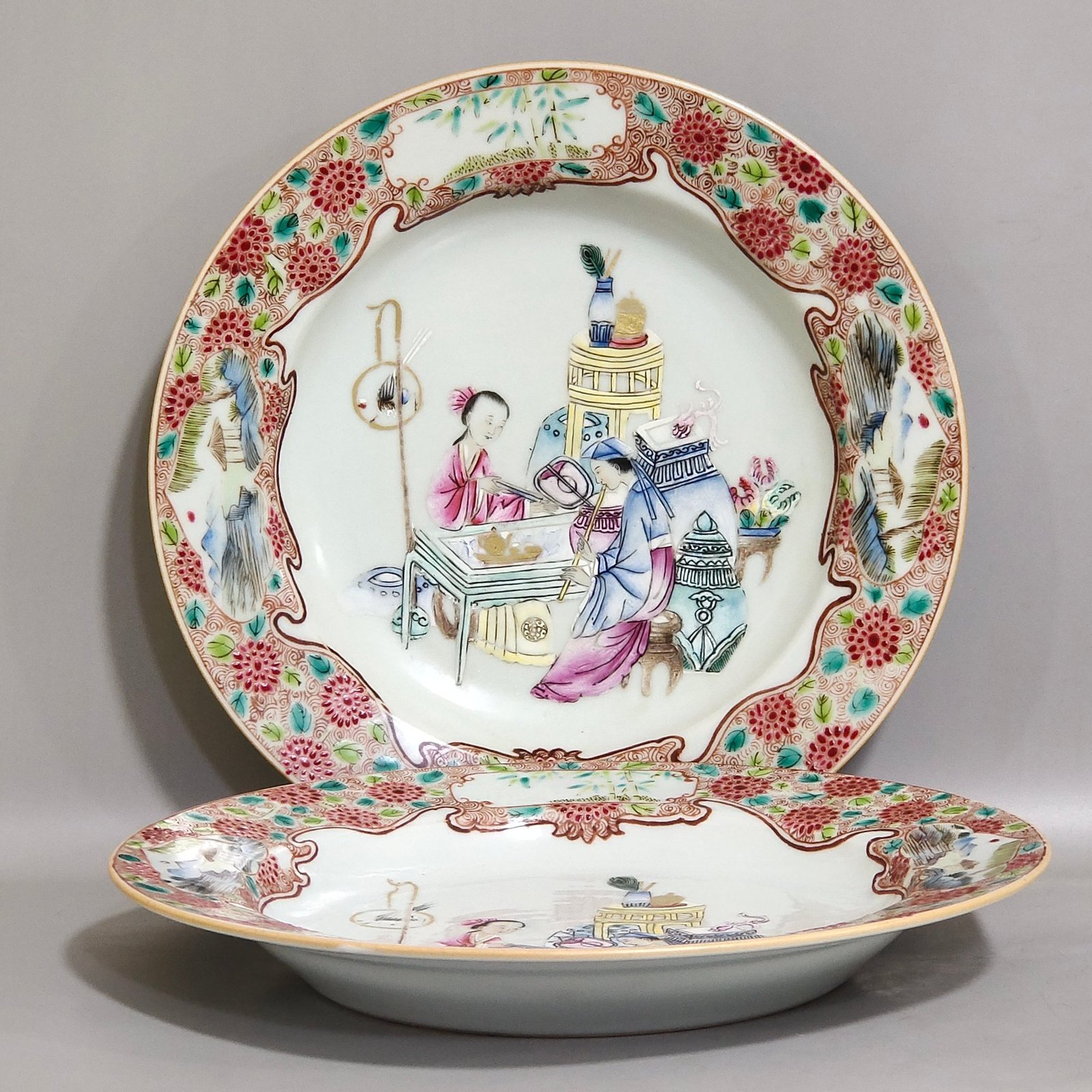 Qing Dynasty Overseas return and export character story plate