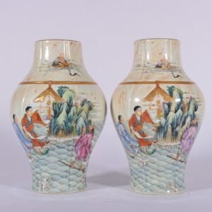 Qing Dynasty Qianlong enamel four immortals arching longevity vase