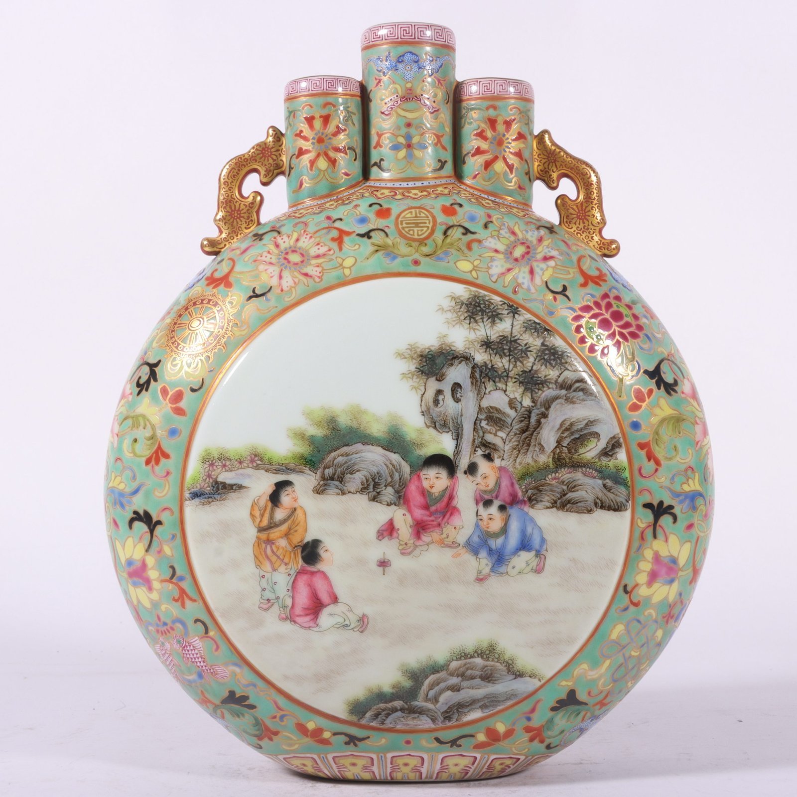 Qing Dynasty Qianlong three-tube enamel vase
