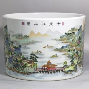 Qing Dynasty Qianlong Enamel Painting Thous and Miles of Rivers and Mountains Brush Cup
