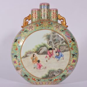 Qing Dynasty Qianlong three-tube enamel vase