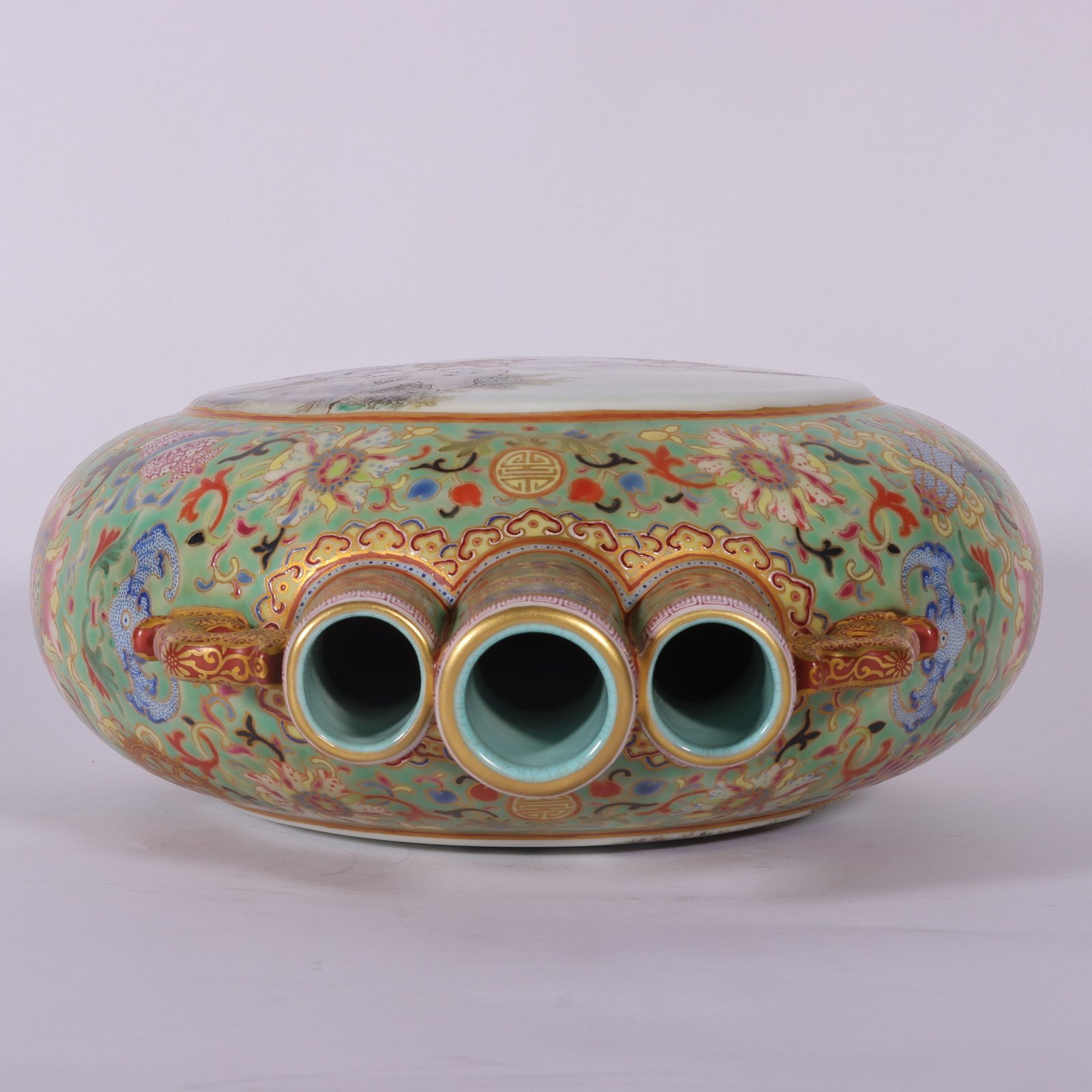 Qing Dynasty Qianlong three-tube enamel vase