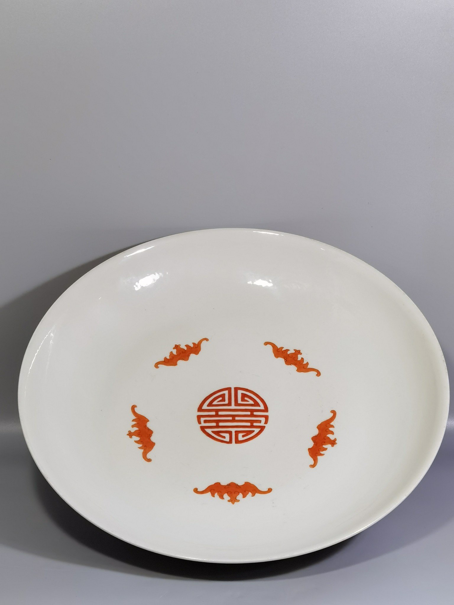 Qing Dynasty Qianlong enamel and five blessings and longevity plate