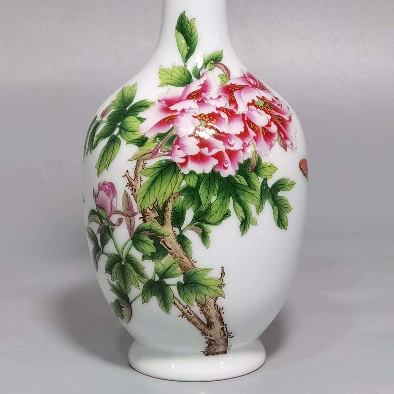 Qing Dynasty Qianlong pair of enamel Castiglione flower blooming wealth vases
