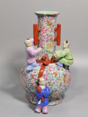 Qing Dynasty Qianlong famille rose flower vase