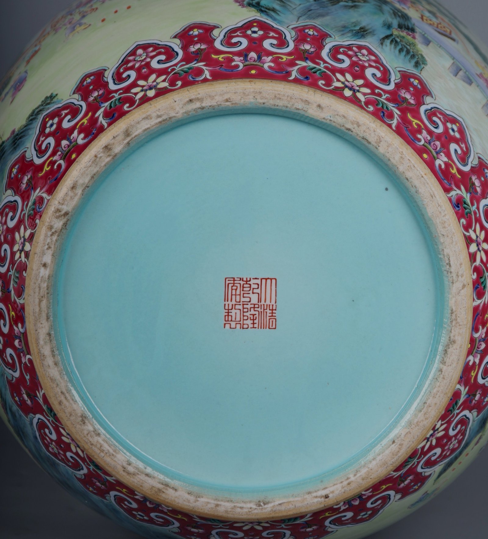 Qing Dynasty Qianlong famille rose flower s and dragon ears large vase