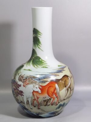 Qing Dynasty Qianlong Pastel Eight Horses Celestial Sphere vase