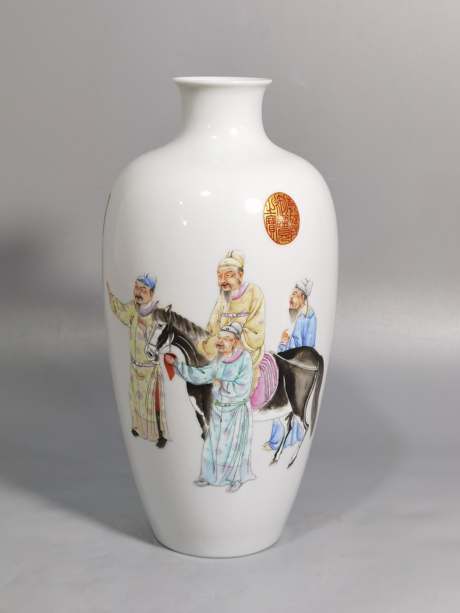 Qing Dynasty Qianlong pair of pastel plum vases